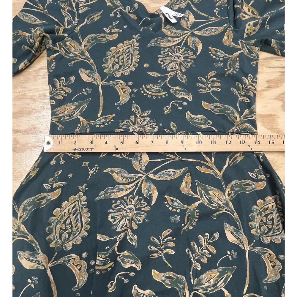 Pact Women's Teal Floral Midi Dress with Cream Print - Picture 10 of 12